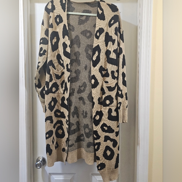 Vestidos Long Cheetah Print Cardigan - Picture 1 of 4